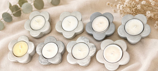 Handmade Cement Daisy Tea Light Holder